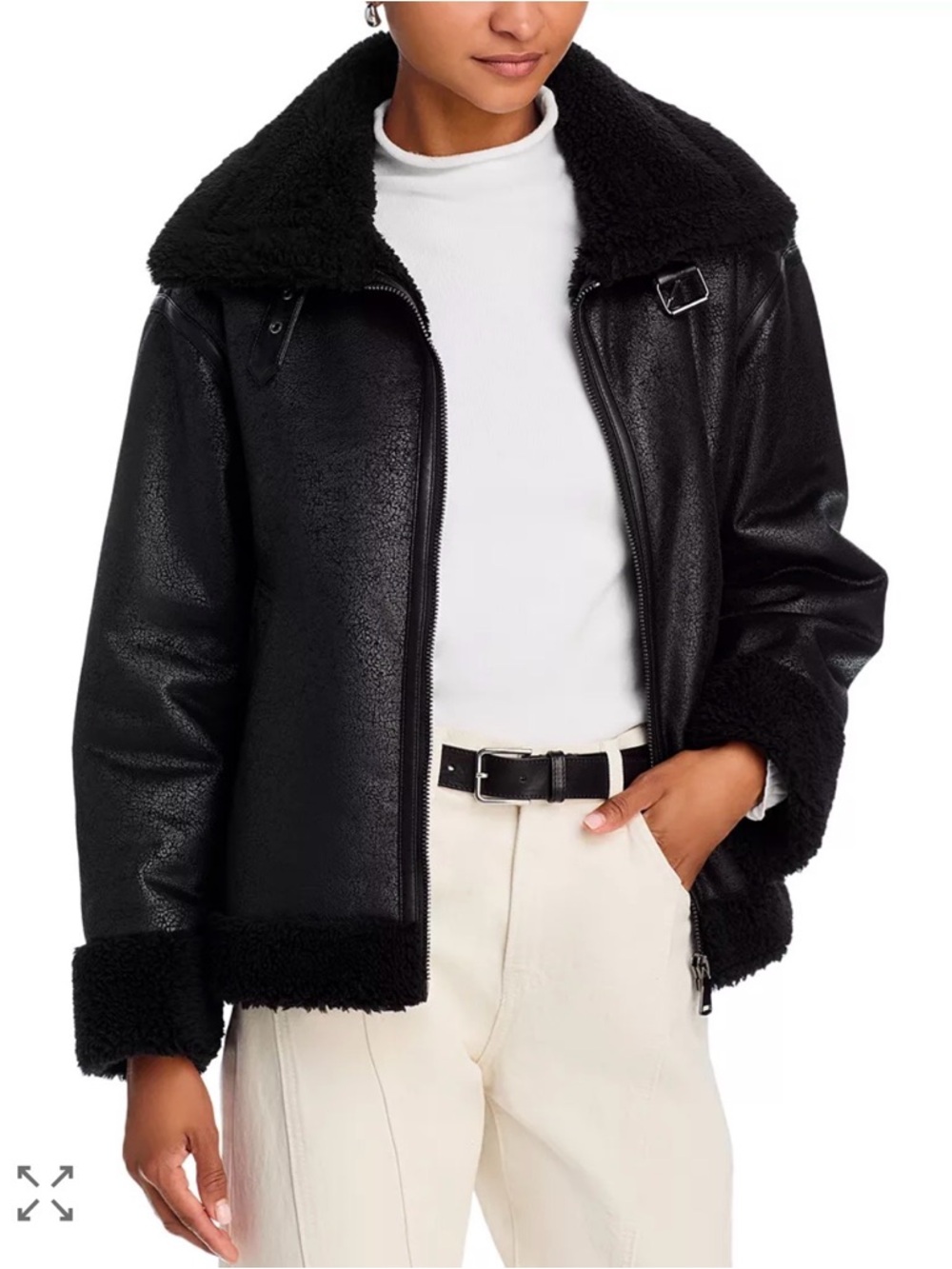 Acqua - Black Faux Shearling Jacket - Women's Coat